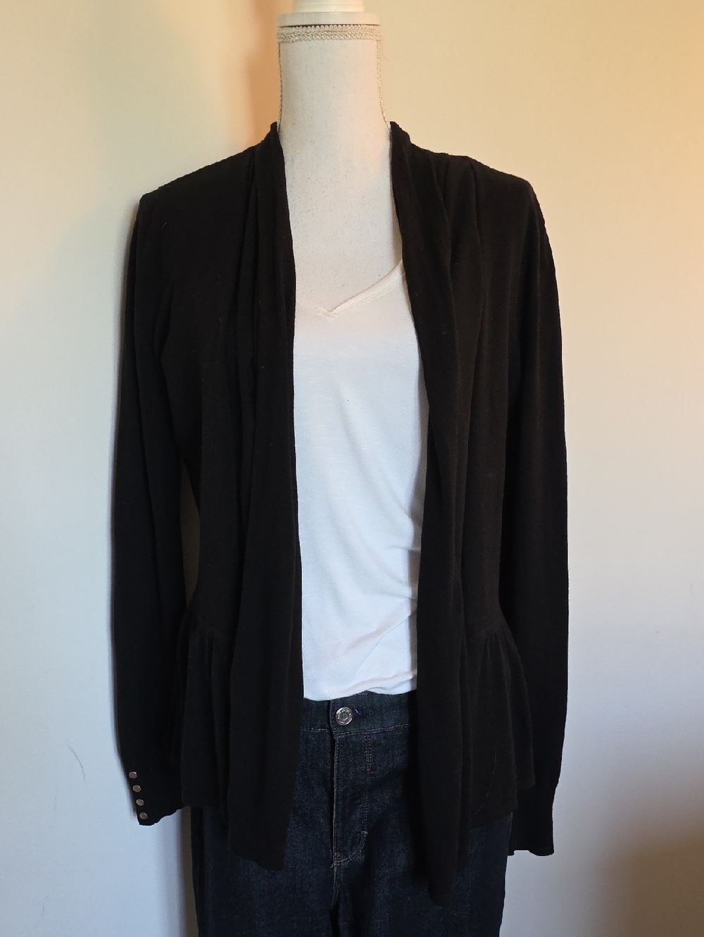 Black Open-Front Women's Sweater Cardigan